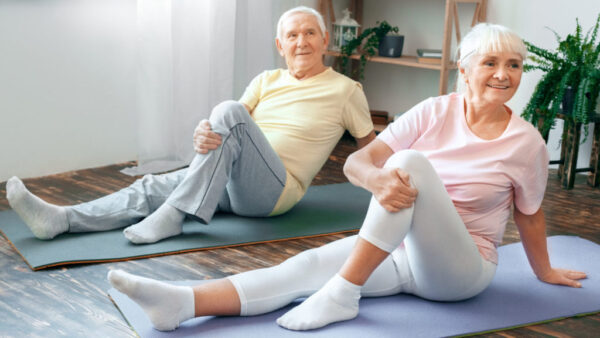Senior couple exercising
